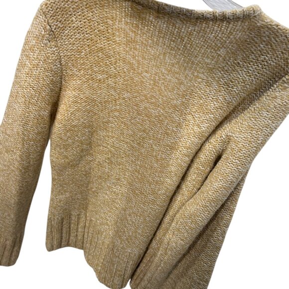 Sleeping on snow Anthropologie tan cream marl speckle cable knit sweater v-neckM - Picture 4 of 4